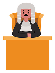 Image showing Judge character behind the desk vector illustration on a white b