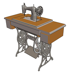 Image showing Vintage manual sewing machine vector illustration on white backg