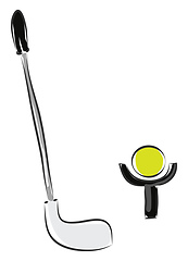 Image showing Grey golf club with yellow golf ball vector illustration on whit