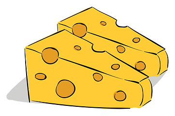 Image showing Two pieces of triangular-shaped cheese vector or color illustrat