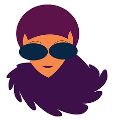 Image showing Lady with purple hair vector or color illustration