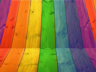 Image showing Background from boards in colors of rainbow