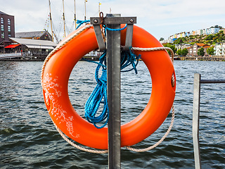 Image showing HDR Life buoy by the river