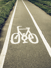 Image showing Vintage looking Bike lane sign