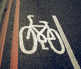 Image showing Vintage looking Bike lane sign