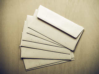 Image showing Vintage looking Letter envelope on wood table