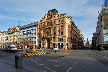 Image showing Advent time Christmas market at Wenceslas square, Prague