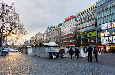 Image showing Peoples on the famous advent Christmas market at Wenceslas squar