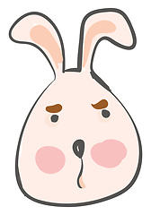 Image showing The face of a big eared grumpy cartoon hare vector color drawing