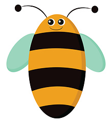 Image showing A smiling oval shaped bee vector or color illustration