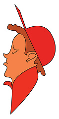 Image showing A young boy wearing a trendy red head cap vector color drawing o