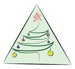 Image showing Drawing of a Christmas tree with ornament and other decoration v