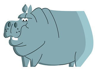 Image showing Clipart of a blue angry hippo animal vector color drawing or ill