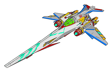 Image showing Colorful fantasy battle cruiser vector illustration on white bac