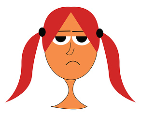 Image showing Cartoon mad girl with red hair vector illustration on white back