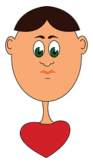 Image showing Cartoon funny boy with a heart-shaped red body vector or color i