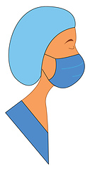 Image showing Portraite of a female doctor with surgery mask and cap vector il