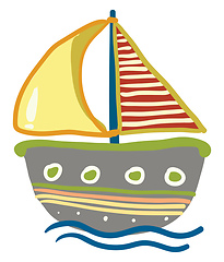 Image showing Drawing of a colorful boat vector or color illustration