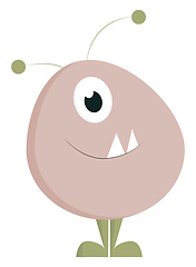 Image showing An oval-shaped cute-little pink monster vector or color illustra