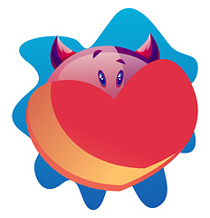 Image showing Cartoon purple monster with red heart vector illustartion on whi