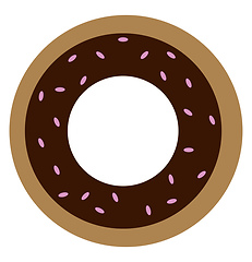 Image showing Chocolate doughnut with sprinkles vector or color illustration