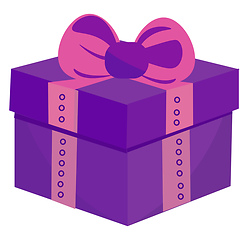 Image showing Drawing of a square purple-colored gift box vector or color illu