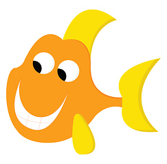 Image showing A smiling cartoon orange and yellow-colored fish vector or color