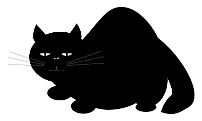 Image showing Black cat vector color illustration.