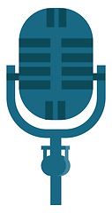 Image showing A blue microphone mounted on a small stand either to speak or re