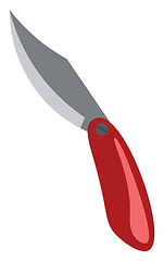 Image showing A foldable sharp blade flip knife with red handle and can be car