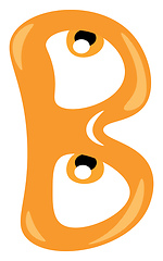 Image showing Alphabet b in orange color vector or color illustration