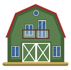Image showing Cartoon green building with red roof vector illustartion on whit