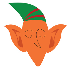 Image showing Elf in green and red hat vector or color illustration