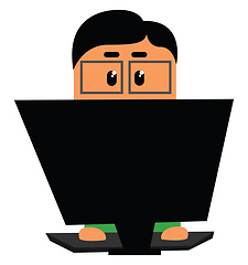 Image showing Clipart of an officer working in his laptop set on isolated whit