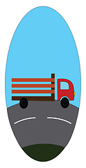 Image showing Truck on road  vector illustration in blue eclips  on white back