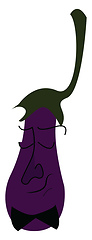 Image showing An eggplant with long stem dressed up in bow tie vector color dr