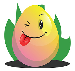 Image showing Easter egg winking and smiling illustration web vector on a whit