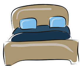 Image showing Simple bed with blue bed sheets vector illustartion on white bac