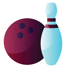 Image showing Purple bowling ball and blue bowling pin vector illustration on 