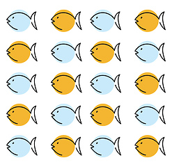 Image showing A pattern of blue and orange colored fish vector or color illust