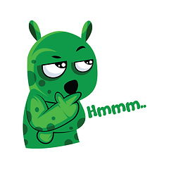 Image showing Suspicious green monster vector illustration on a white backgrou