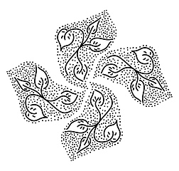 Image showing Few leaves filled with minimal doodle textures vector or color i