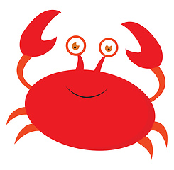 Image showing A smiling cute little red cartoon crab vector or color illustrat