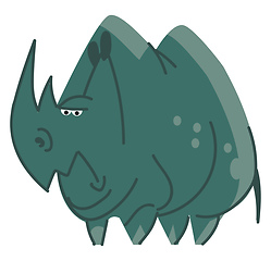 Image showing Clipart of a blue angry hippo or rhinoceros vector color drawing