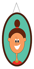 Image showing Clipart of an oval-shaped photo frame hanging on the wall vector