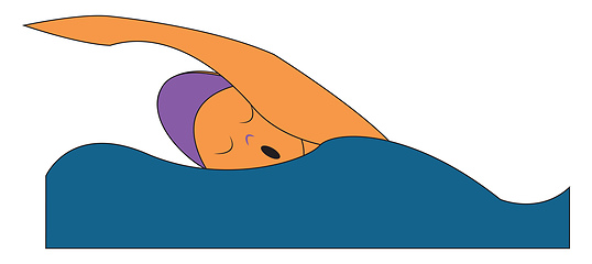 Image showing Clipart of a swimmer in a purple-colored swimming suit vector or