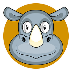 Image showing Cute cartoon grey rhino vector illustration on white background