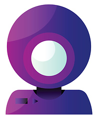 Image showing Vector icon illustration of a purple round webcam on white backg