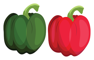 Image showing Green and red bellpepper vector illustration of vegetables on wh