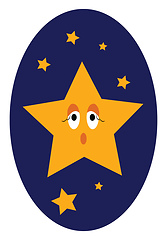Image showing Clipart of a surprised moon in a bright blue night sky vector co